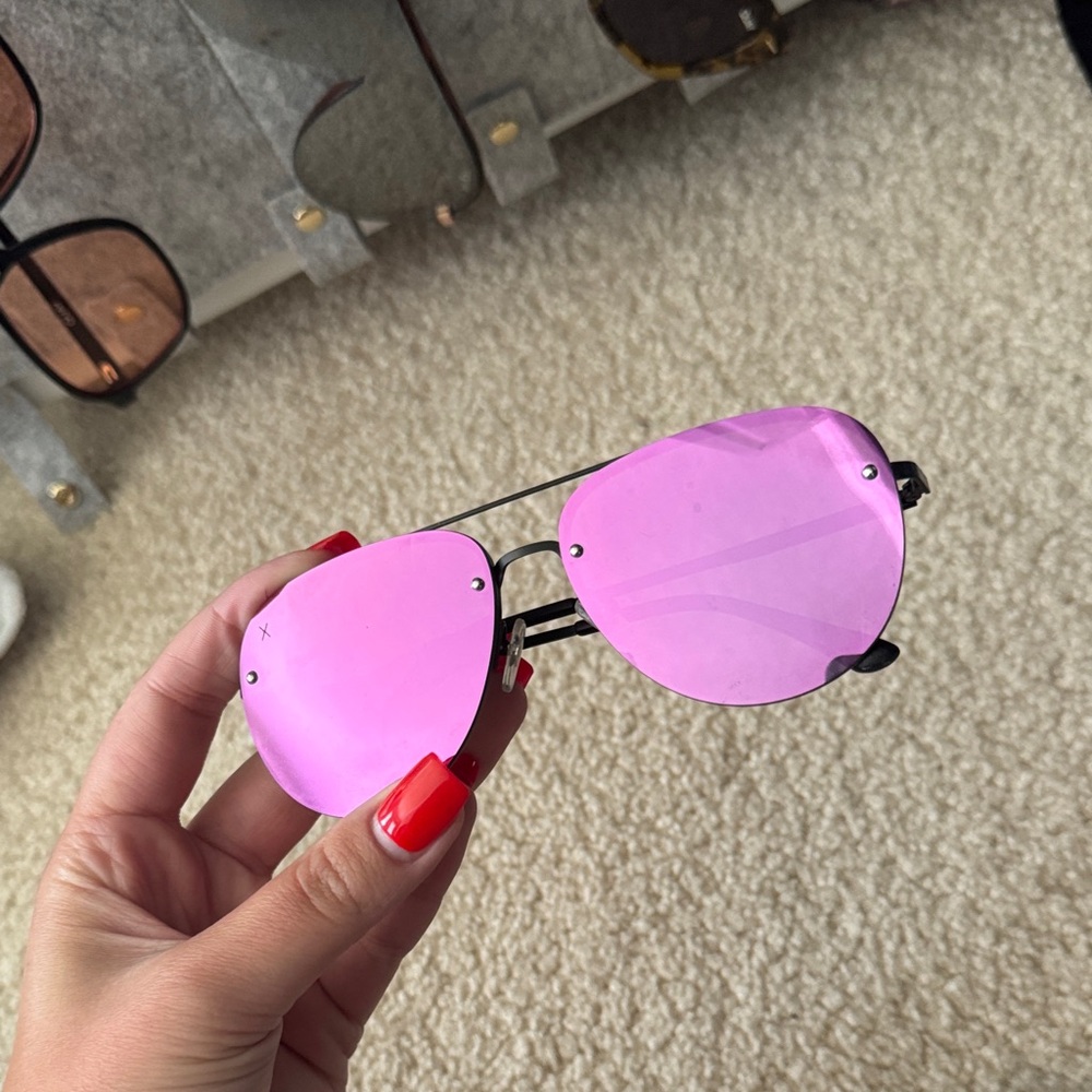 Trendy Pink Lens Aviator Sunglasses